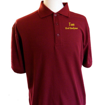 Personalised Mens Polo Shirt Burgundy Cotton Polo Size XL