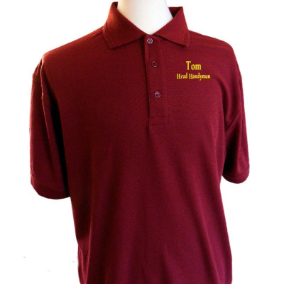 Personalised Mens Polo Shirt Burgundy Cotton Polo Size XL