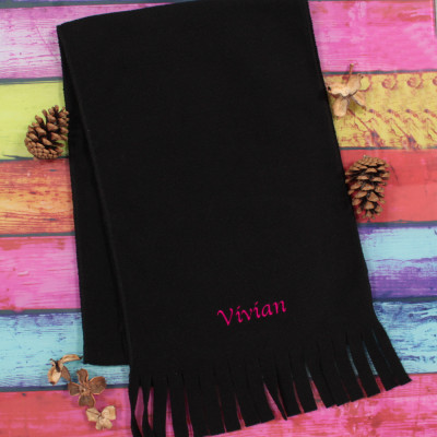 Personalised Scarf Black Fleece Winter Scarf