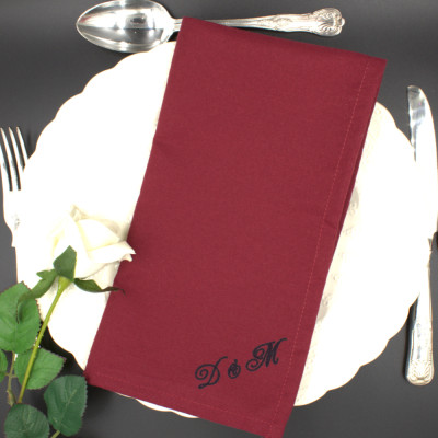 Personalised Cloth Napkins Luxury Burgundy Red Dinner Napkin