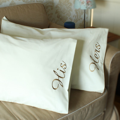 Personalised Pillowcases Egyptian Luxury Cream Housewife Pillows
