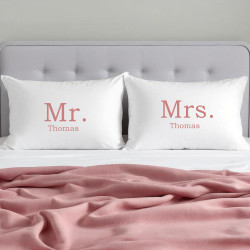 Personalised Pillowcases Mr and Mrs Printed White Pillow Case Set