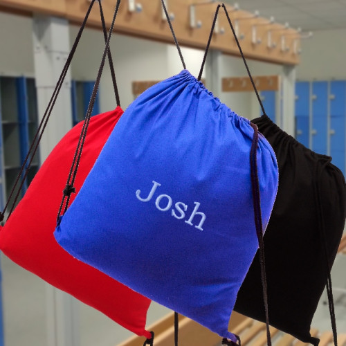 Personalised Drawstring Bag Royal Blue Cotton Shoes Sport or Gym Bag