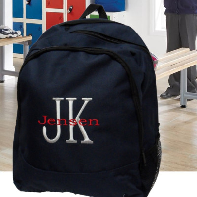 Personalised Backpack Navy Blue Embroidered Rucksack