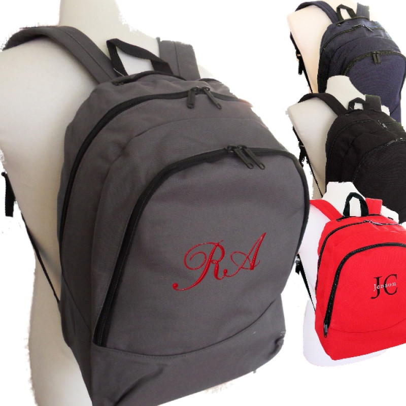 Personalised Backpack Grey Monogrammed Rucksack