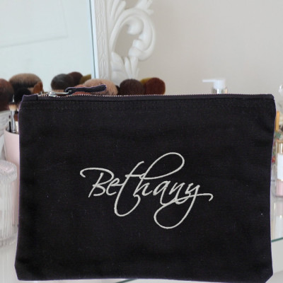 Personalised Cosmetics Bag Embroidered Signature Toiletries Case