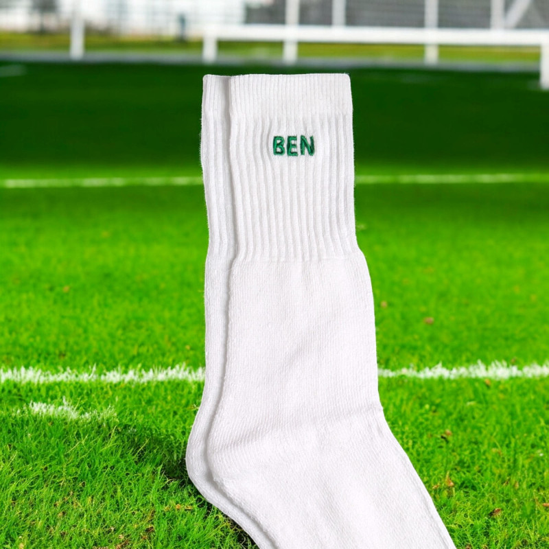 Monogrammed Sports Socks Mens White Socks