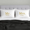 Personalised Pillowcases Mr and Mrs Printed White Pillow Case Set