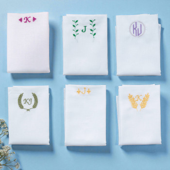 Monogrammed Pocket Squares Initials and Motif Cotton Hanky