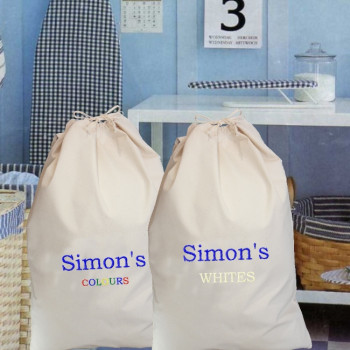 Personalised Laundry Bags Whites and Colours Dirty Clothes Sacks