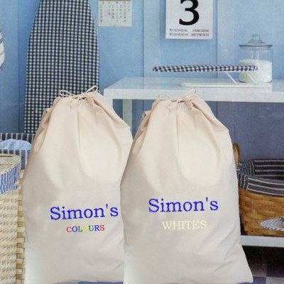 Personalised Laundry Bags Whites and Colours Dirty Clothes Sacks
