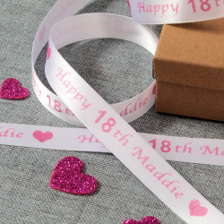 18th Birthday Ribbons Personalised Printed Ribbon 15mm