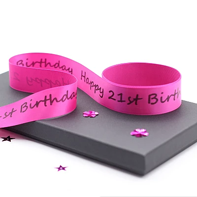 Dark Pink Personalised Ribbon 25mm Printed Satin Ribbon