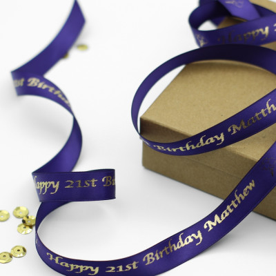 21st Birthday Ribbons Personalised Birthday Ribbon 15mm