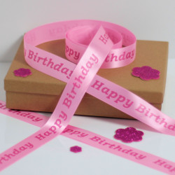 Pink Personalised Ribbon 25mm Printed Message Ribbon