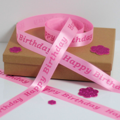 Pink Personalised Ribbon 25mm Printed Message Ribbon