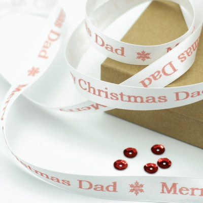 White Personalised Ribbon 15mm Printed Message Ribbon