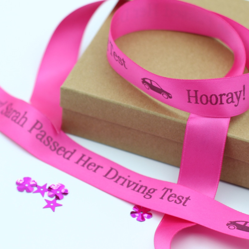 Congratulations Pass Driving Test Ribbon Personalised Message Ribbons 15mm
