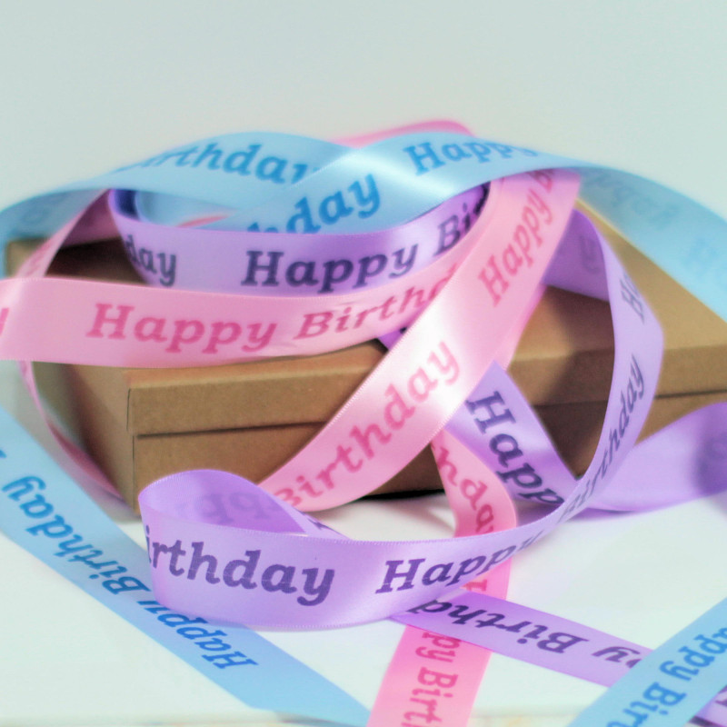 Personalised Birthday Ribbon Printed Ribbon 25mm Wide