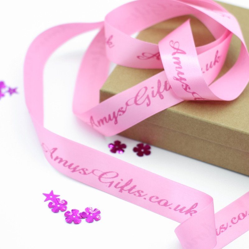 Pink Personalised Ribbon 15mm Printed Message Ribbon