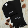 Kids Scarf and Hat Black Personalised Set