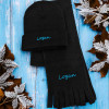 Kids Scarf and Hat Black Personalised Set