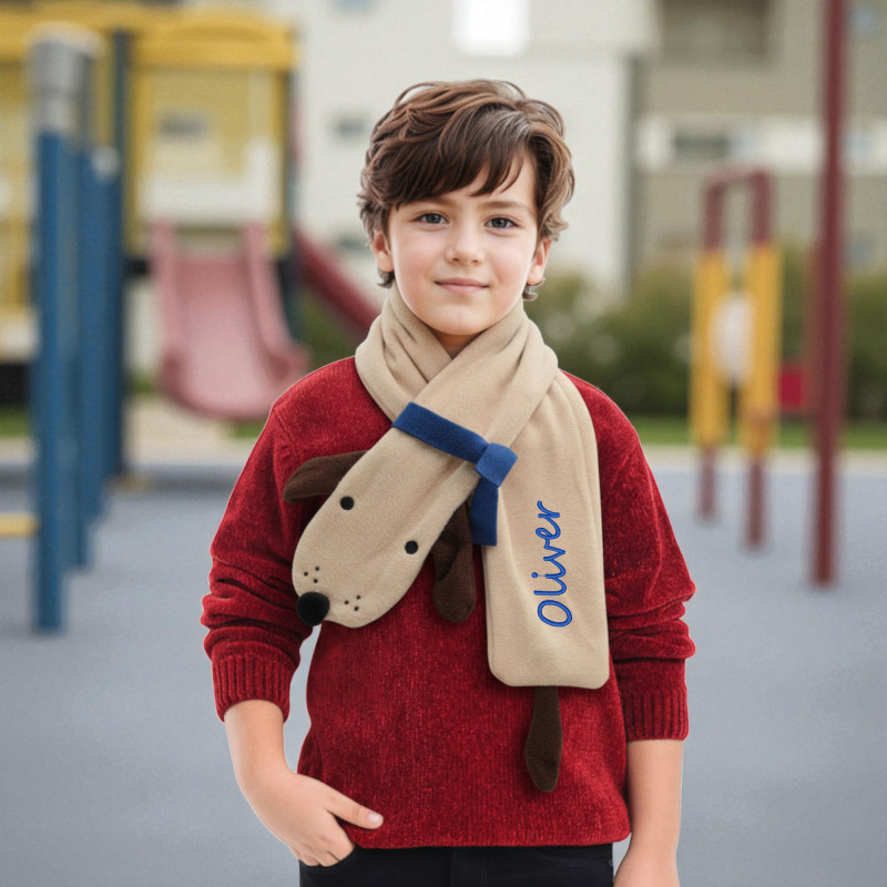 Personalised Childrens Scarfs Puppy Dog Embroidered Scarf