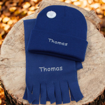 Childs Scarf and Hat Personalised Royal Blue Kids Set