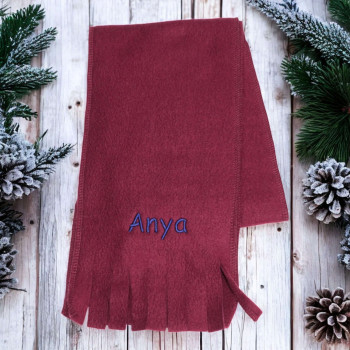Kids Personalised Scarf Dark Red Maroon Fleece Scarf