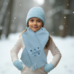 Childrens Personalised Hearts Scarf Kids Scarves Choice of Colour