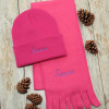 Kids Scarf And Hat Personalised Dark Pink Girls Set