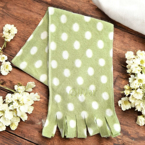 Childs Scarf Personalised Green Polka Small Toddler