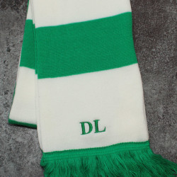Personalised Team Scarf Green White Stripe Supporters