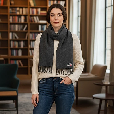 Personalised Luxury Oversize Dark Grey Winter Scarf Monogram Personalised Luxury Oversize Dark Grey Winter Scarf Monogram