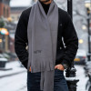 Mens Personalised Scarf Grey Fleece Winter Scarf