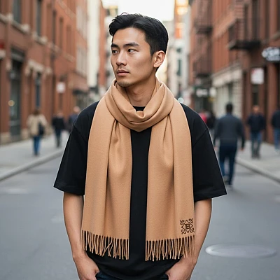 Personalised Luxury Oversize Camel Winter Scarf Monogram Personalised Luxury Oversize Camel Winter Scarf Monogram