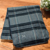 Monogrammed Mens Scarf Navy Tartan Sherpa Fleece Scarf