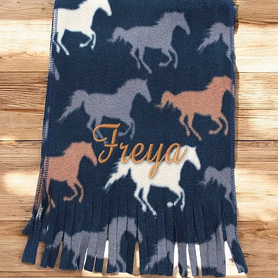 Personalised Horse Print Scarf Soft Fleece Winter Scarf Gift Personalised Horse Print Scarf Soft Fleece Winter Scarf Gift