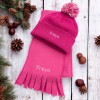 Childs Scarf and Bobble Hat Personalised Pink Kids Set