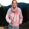 Personalised Lambswool Scarf Ladies Grey and Pink Embroidered Scarf