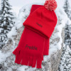 Childs Scarf and Beanie Hat Personalised Red Kids Set