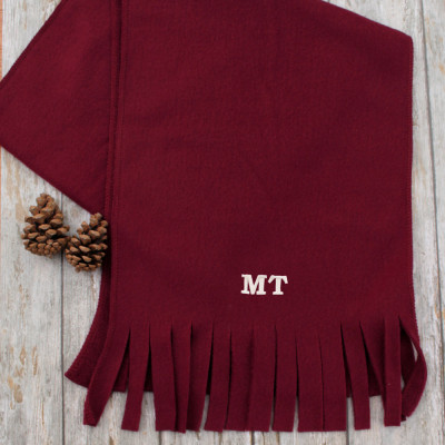 Personalised Scarf Wine Red Fleece Scarf Adult Size
