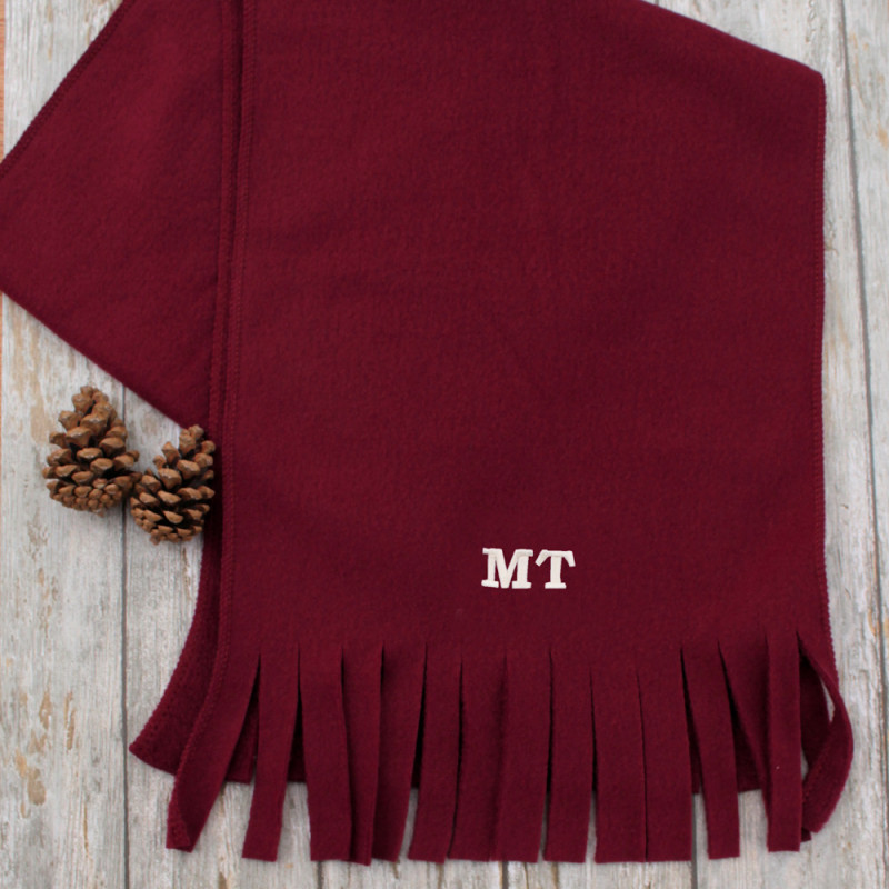 Personalised Scarf Wine Red Fleece Scarf Adult Size