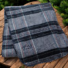 Monogrammed Mens Scarf Navy Tartan Sherpa Fleece Scarf