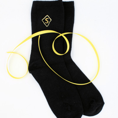 Monogrammed Socks Embroidered Initial Black Socks