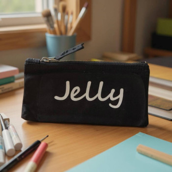 Personalised Pencil Case Black Canvas Pen Pencilcase