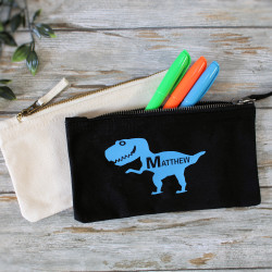 Dinosaur Pencil Case Personalised Canvas School Case