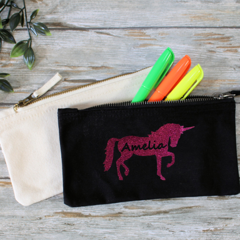 Unicorn Pencil Case Personalised Canvas School Case