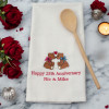 Anniversary Tea Towel Personalised Tea Towel Kissing Bears