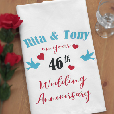 Anniversary Tea Towel Gift Years of Marriage Personalised Towel